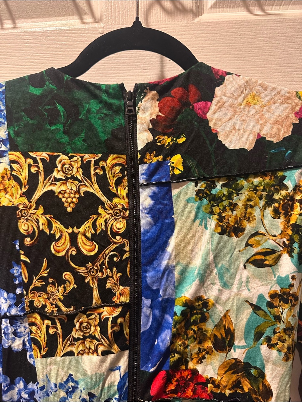 Floral Patchwork Long-Sleeve A-Line Dress - Multicolor - Picture 4 of 5